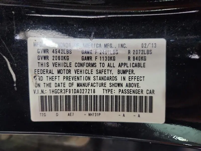 2013 HONDA ACCORD TOURING  