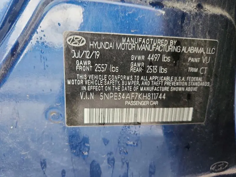2019 HYUNDAI SONATA SPORT  