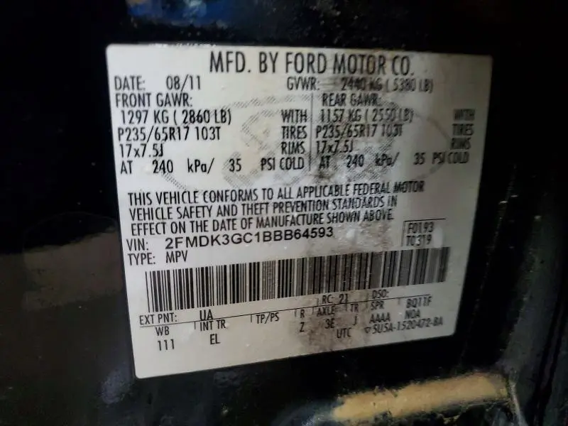2011 FORD EDGE SE  