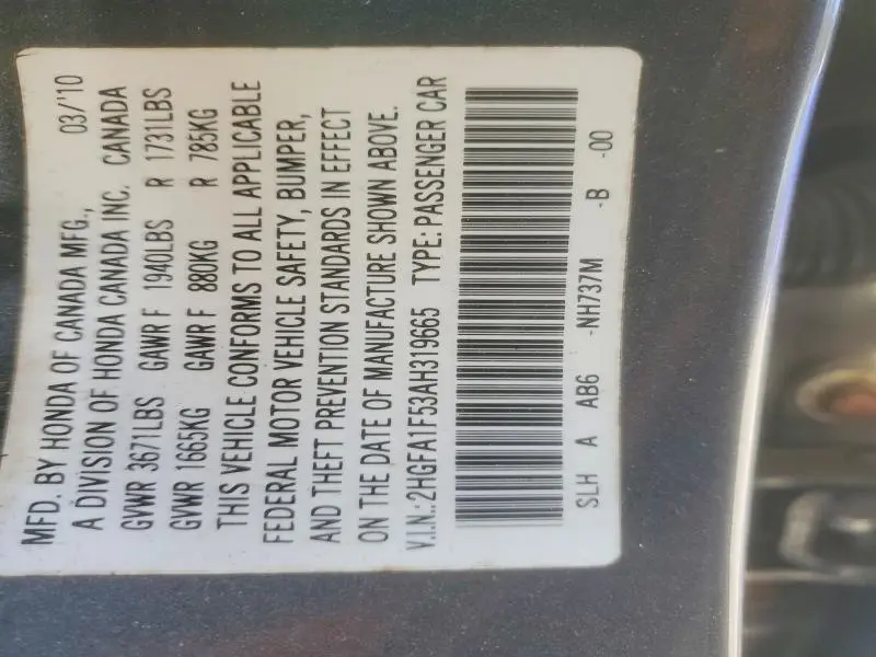 2010 HONDA CIVIC   