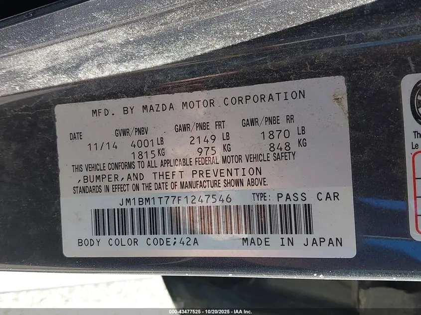 2015 MAZDA MAZDA3 I SV
