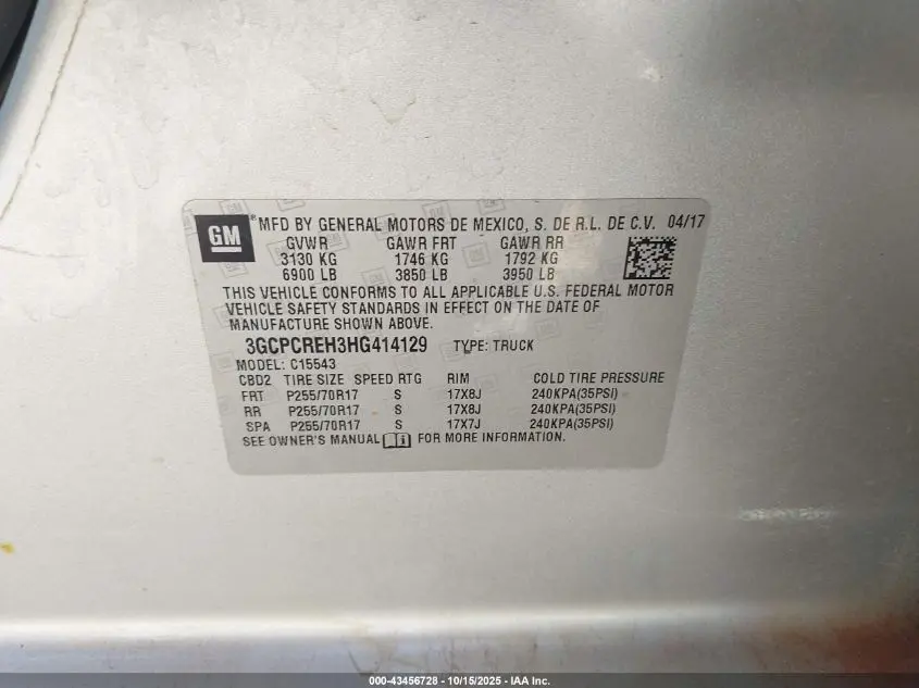 2017 CHEVROLET SILVERADO 1500 1LT