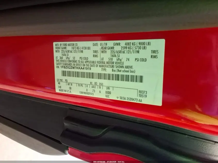 2019 FORD TRANSIT-350 XL