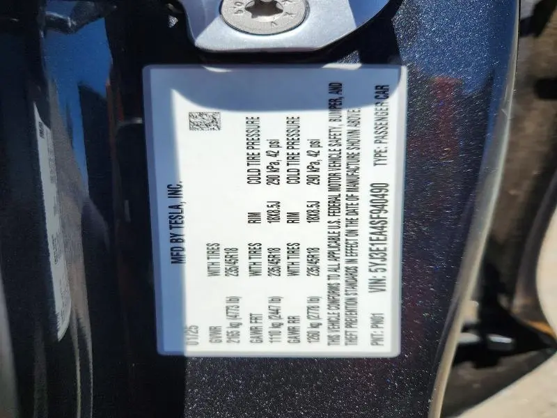 2025 TESLA MODEL 3   