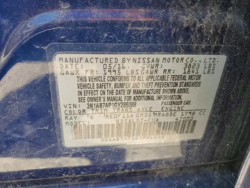 2016 NISSAN SENTRA SV  