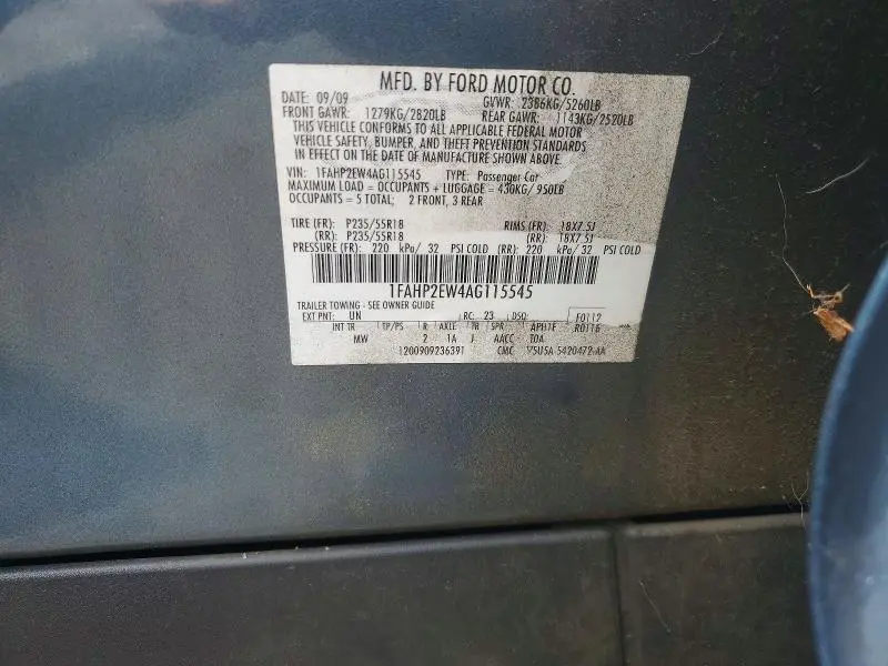 2010 FORD TAURUS SEL  
