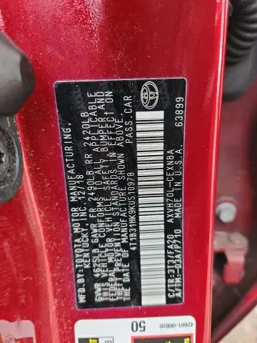 2019 TOYOTA CAMRY LE  