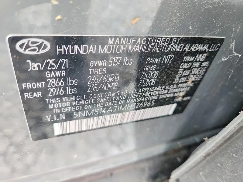 2021 HYUNDAI SANTA FE SE  