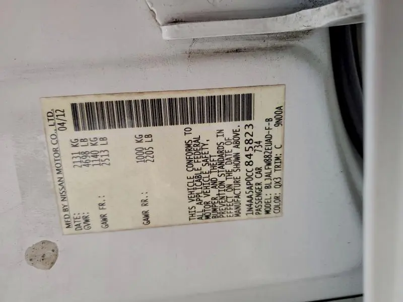 2012 NISSAN MAXIMA 3.5 S  