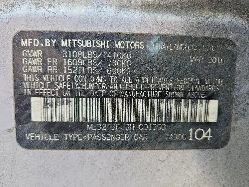 2017 MITSUBISHI MIRAGE G4 ES  