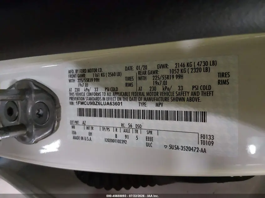 2020 FORD ESCAPE SE SPORT HYBRID