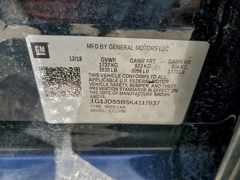 2019 CHEVROLET SONIC LT  