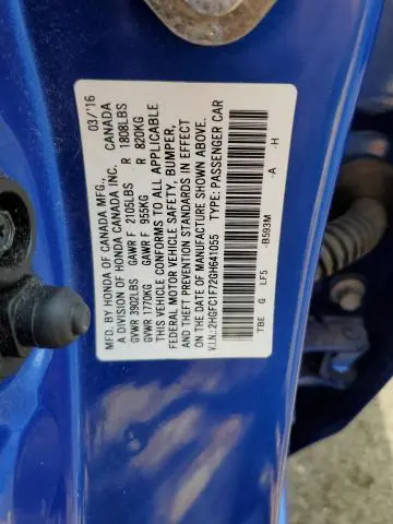 2016 HONDA CIVIC EXL  