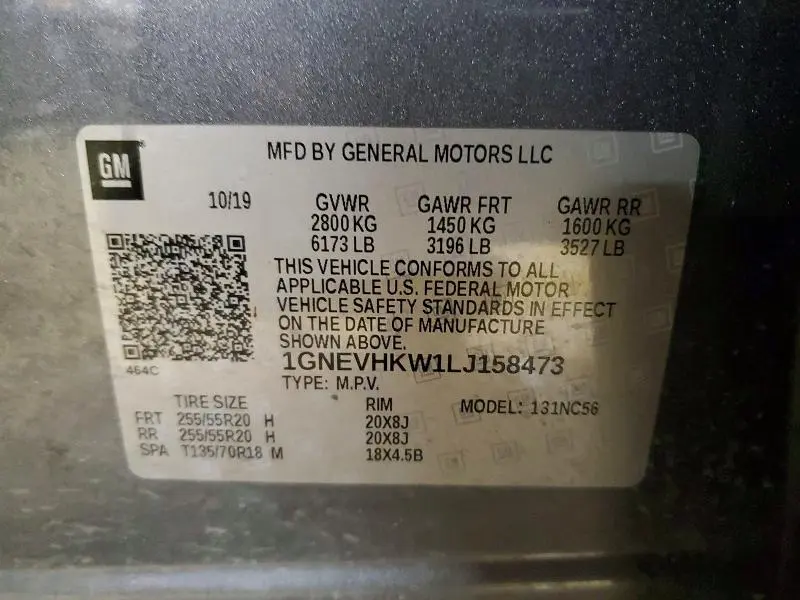 2020 CHEVROLET TRAVERSE LT  