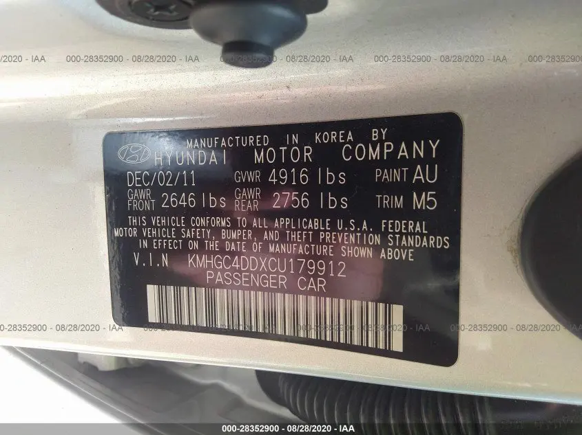 2012 HYUNDAI GENESIS 3.8