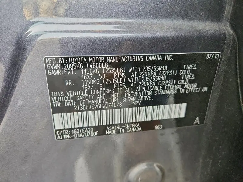 2013 TOYOTA RAV4 LIMITED  