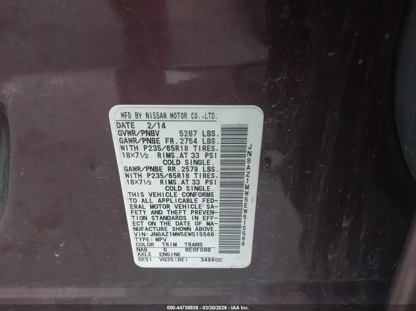 2014 NISSAN MURANO SL