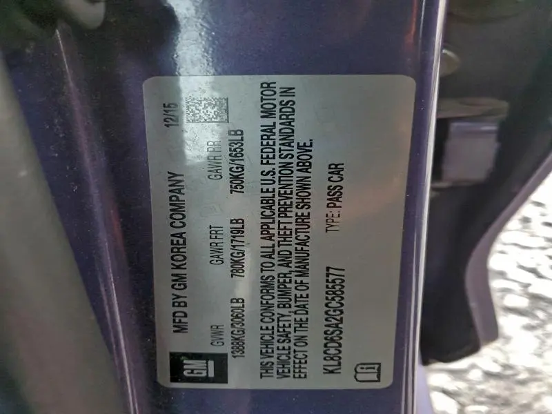 2016 CHEVROLET SPARK 1LT  