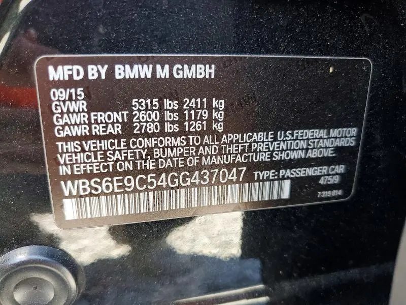 2016 BMW M6 GRAN COUPE  