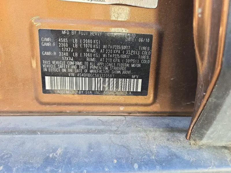 2011 SUBARU OUTBACK 2.5I PREMIUM  