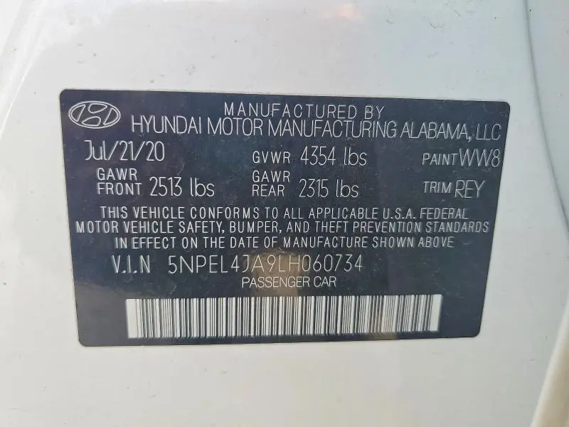 2020 HYUNDAI SONATA SEL  
