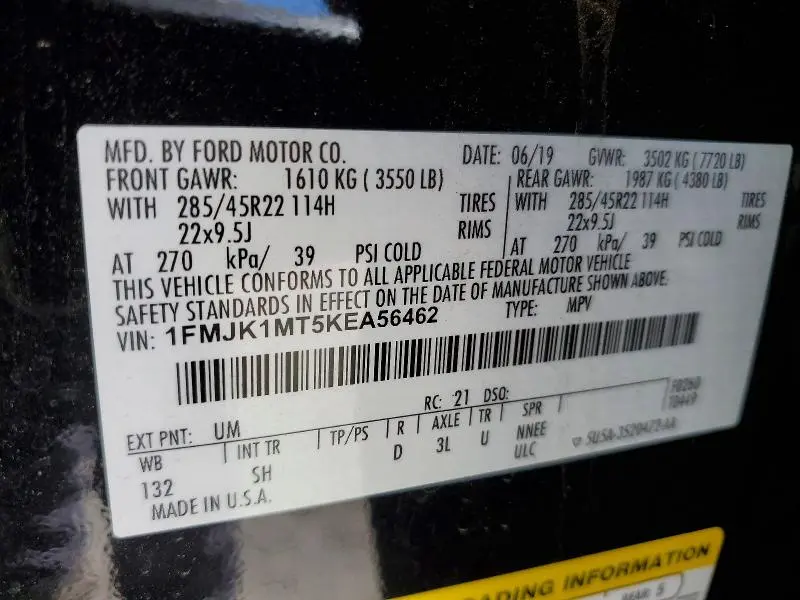 2019 FORD EXPEDITION MAX PLATINUM  