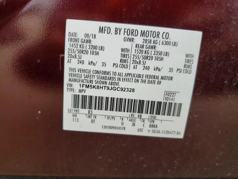 2018 FORD EXPLORER PLATINUM  