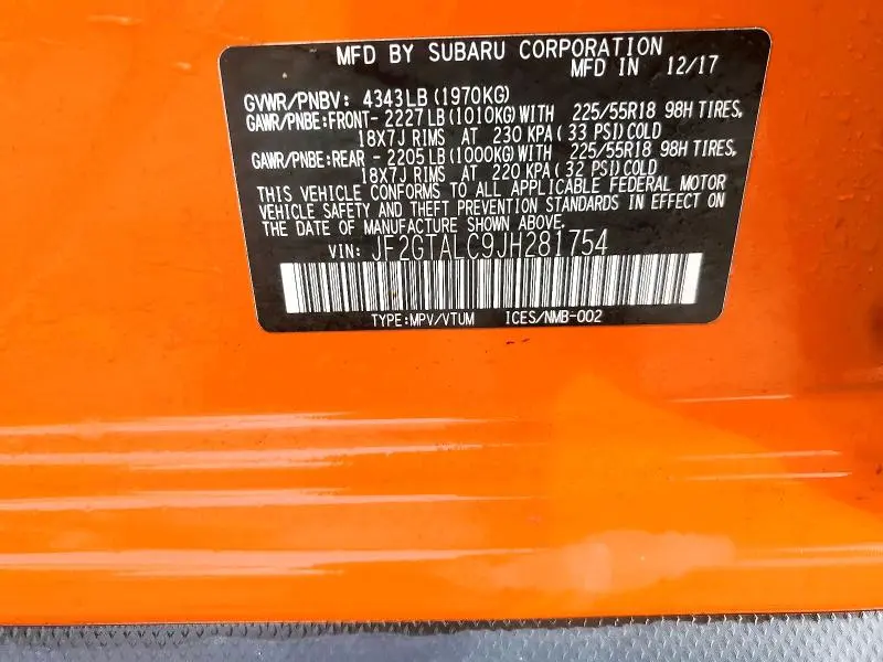 2018 SUBARU CROSSTREK LIMITED  