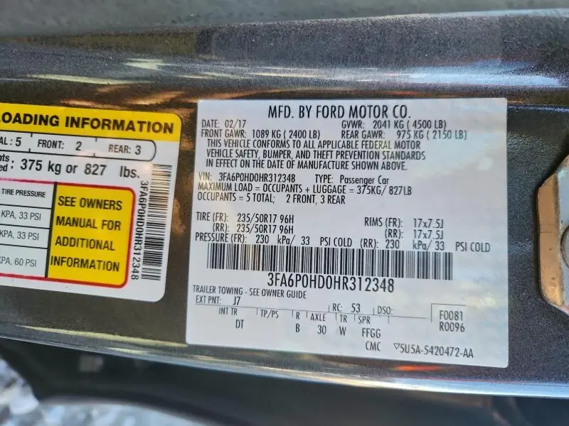 2017 FORD FUSION SE  