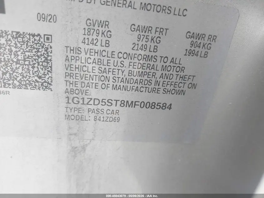 2021 CHEVROLET MALIBU FWD LT