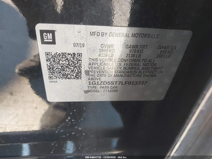 2020 CHEVROLET MALIBU FWD LT