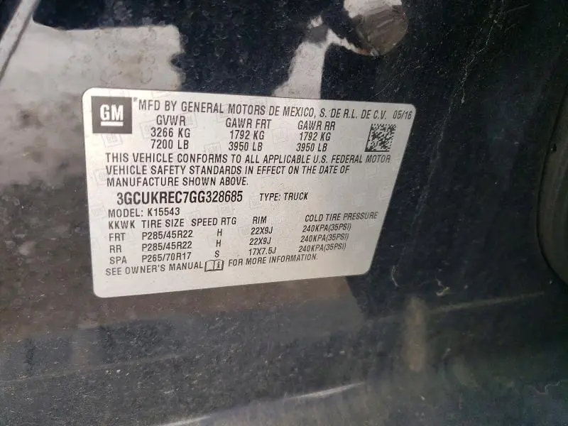 2016 CHEVROLET SILVERADO K1500 LT  