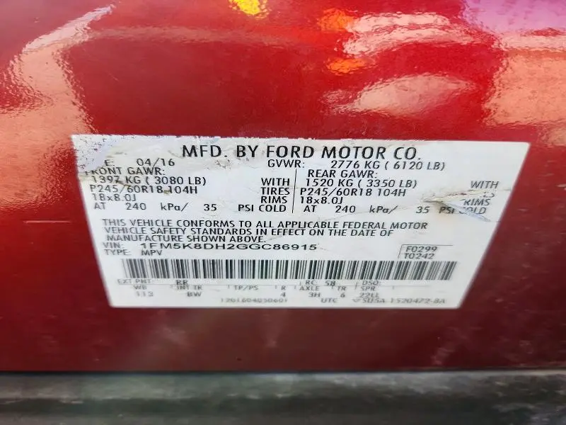 2016 FORD EXPLORER XLT  
