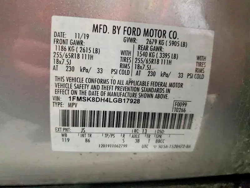 2020 FORD EXPLORER XLT  
