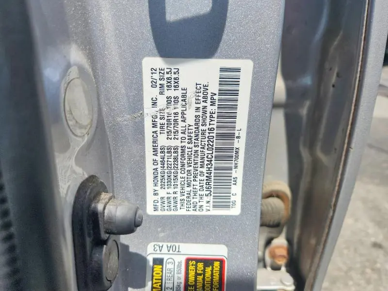 2012 HONDA CR-V LX  