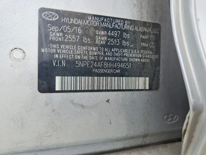 2017 HYUNDAI SONATA SE  