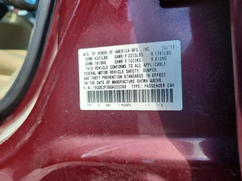 2016 ACURA ILX BASE WATCH PLUS  