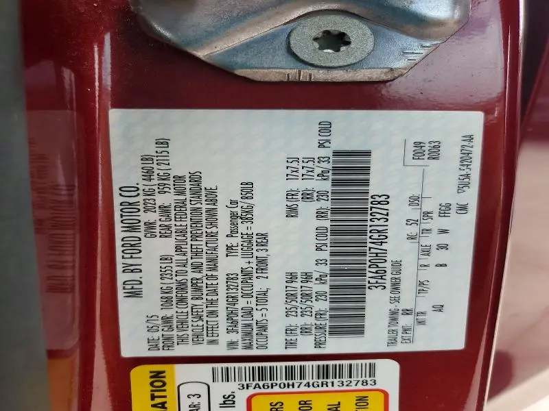 2016 FORD FUSION SE  