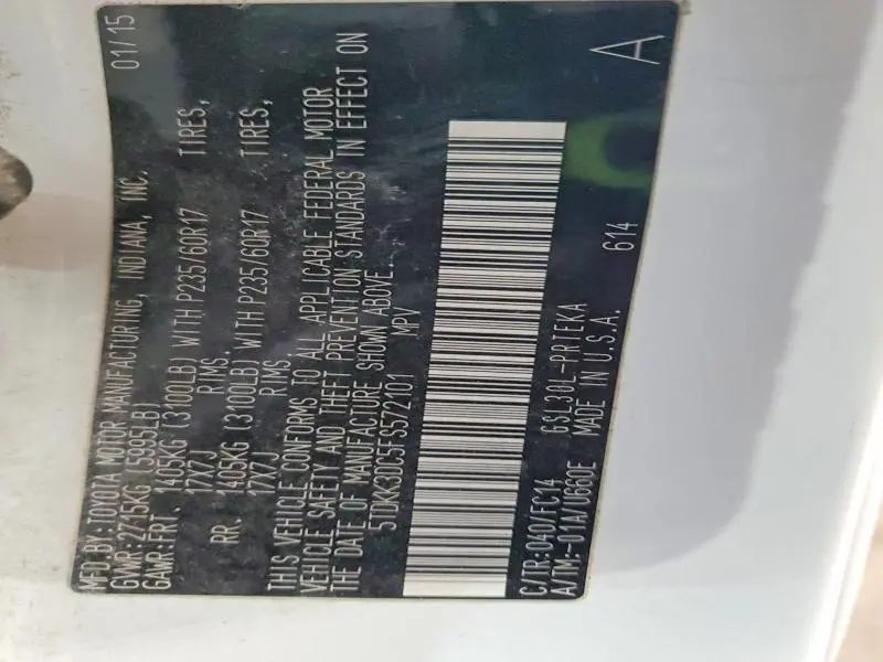 2015 TOYOTA SIENNA LE  