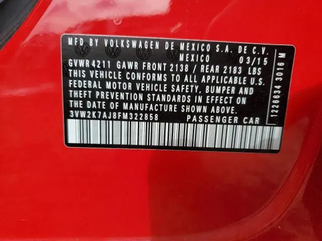 2015 VOLKSWAGEN JETTA BASE  