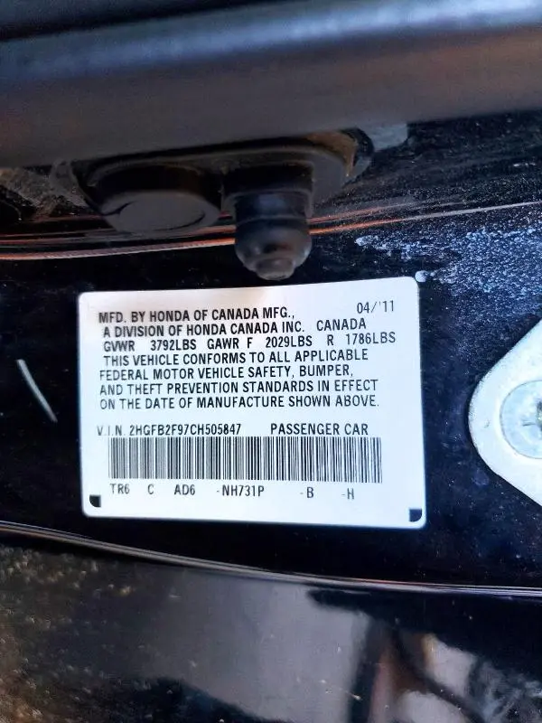 2012 HONDA CIVIC EXL  