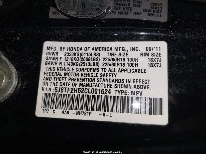 2012 HONDA CROSSTOUR EX-L