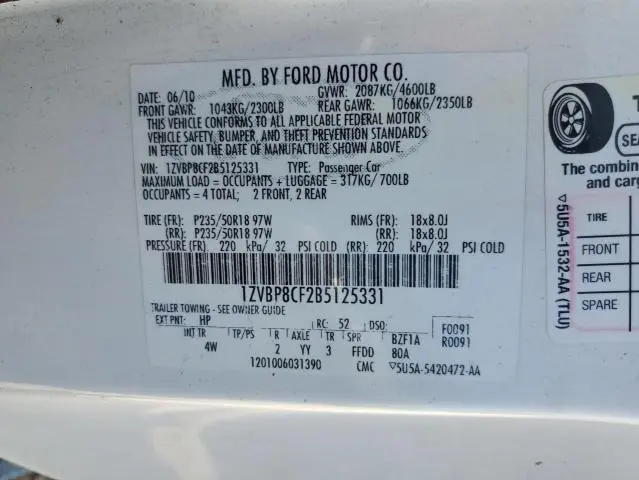 2011 FORD MUSTANG GT