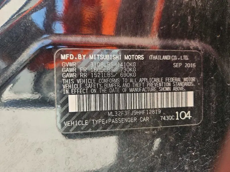 2017 MITSUBISHI MIRAGE G4 ES  