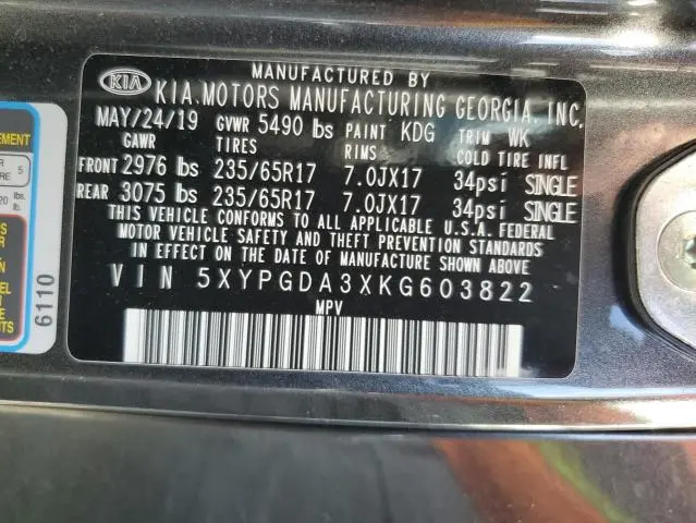 2019 KIA SORENTO L  
