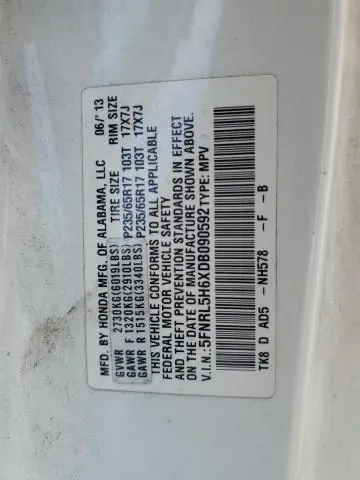 2013 HONDA ODYSSEY EXL  