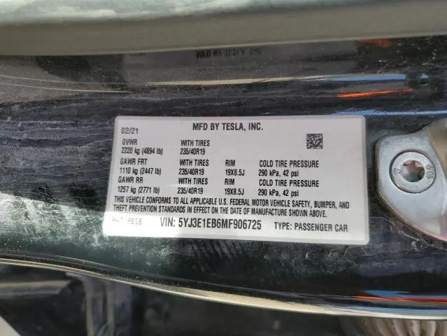 2021 TESLA MODEL 3 