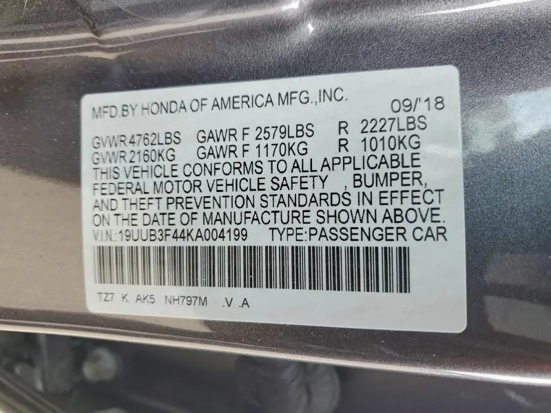 2019 ACURA TLX TECHNOLOGY  