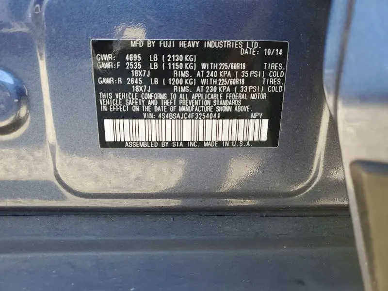 2015 SUBARU OUTBACK 2.5I LIMITED  