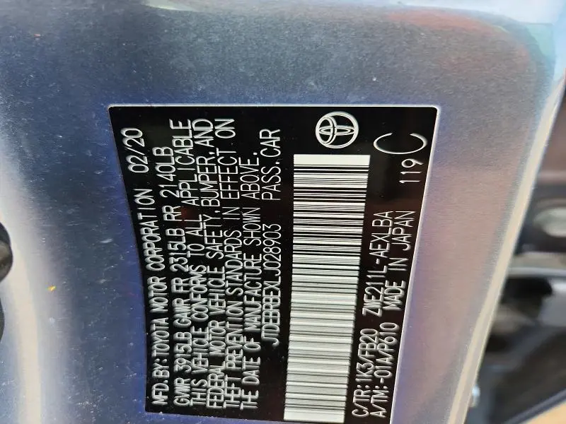 2020 TOYOTA COROLLA LE  